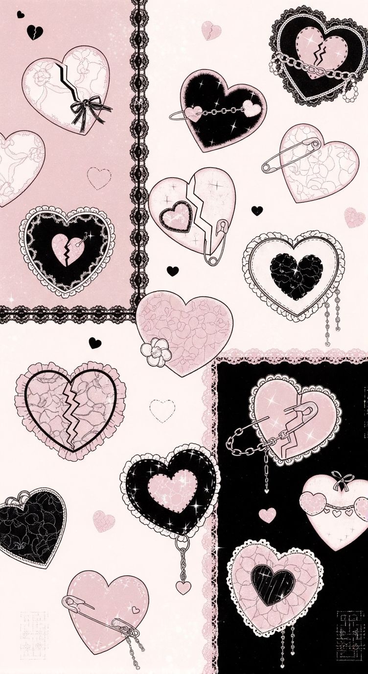 Jirai Kei Wallpaper Collection: 11 Broken Heart & Lace Phone Backgrounds - Image 5