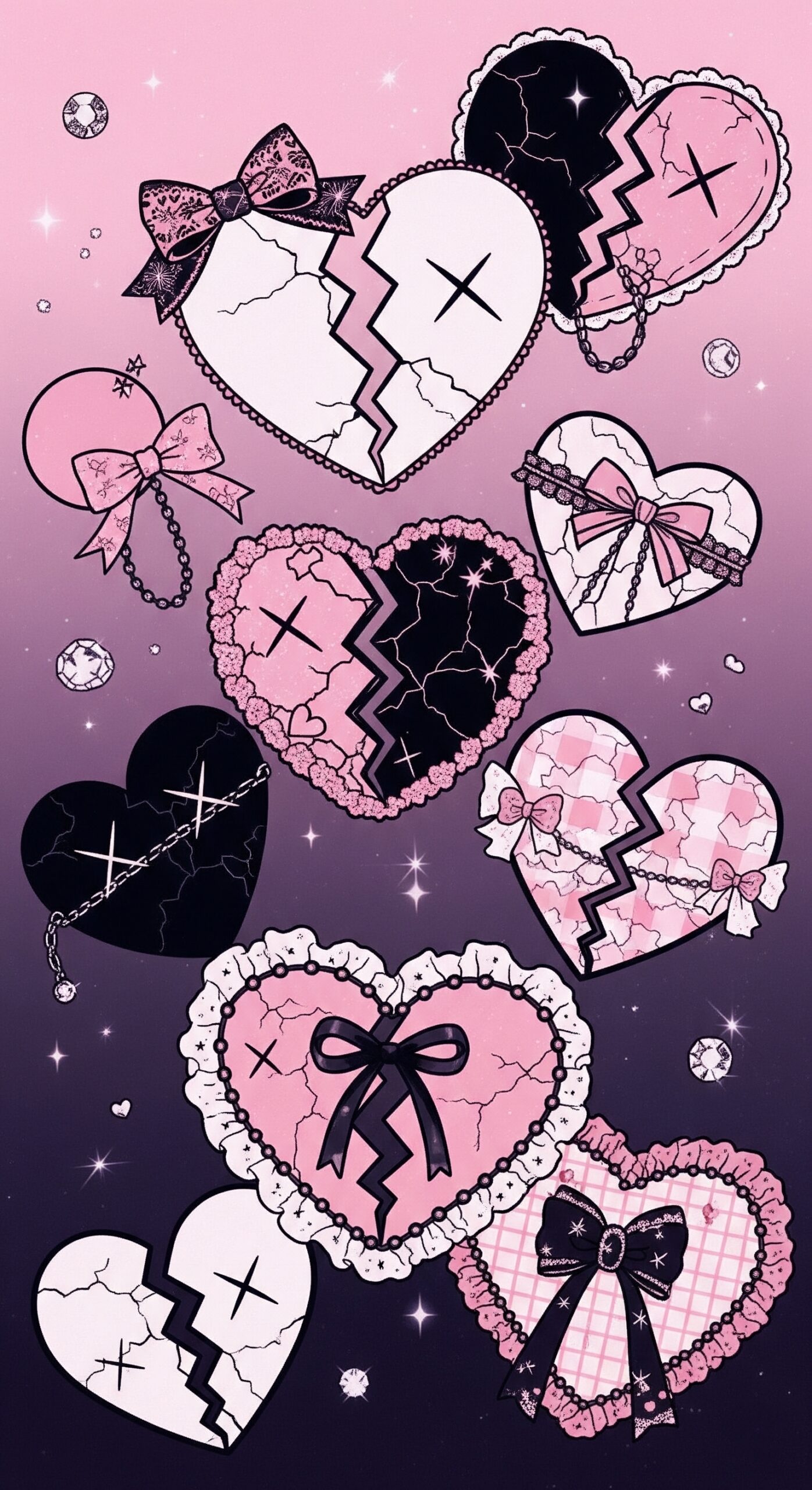 Jirai Kei Wallpaper Collection: 11 Broken Heart & Lace Phone Backgrounds - Image 7